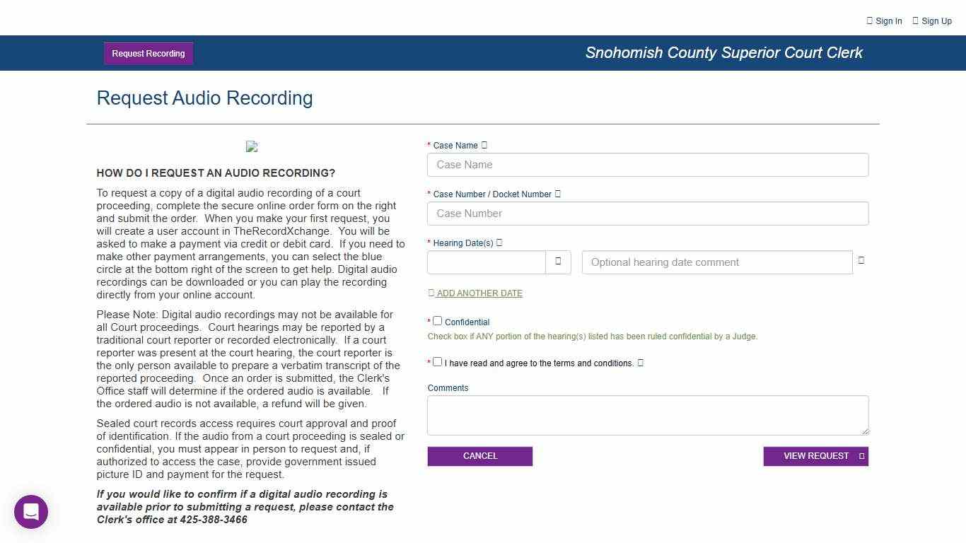 Request Audio Recording - snohomishsuperiorcourt-wa