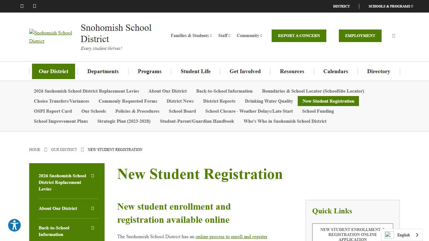 New Student Registration